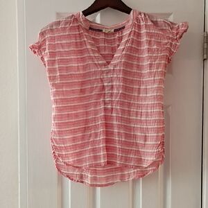 Pilcro Pink and White Striped Blouse